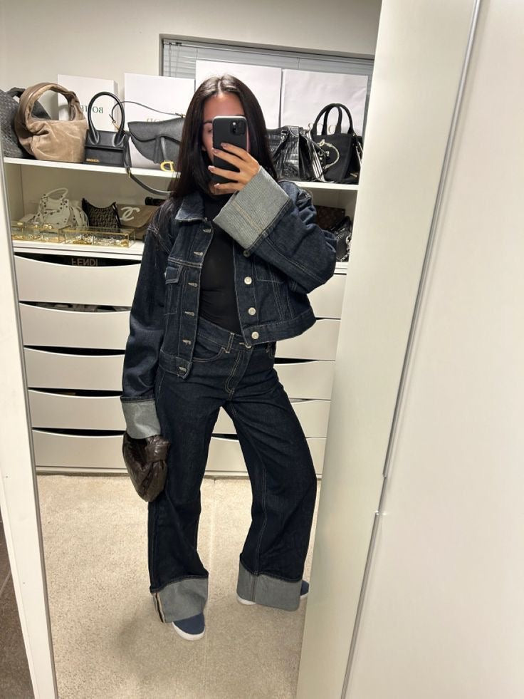 Clara – Σύνολο Denim με Σακάκι Trucker & Jeans Υψηλή Μέση