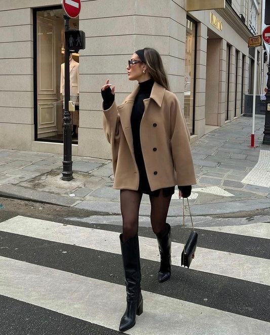 Elena – Παλτό Oversize σε Ανάμεικτη Μαλλί Διπλό Στήθος