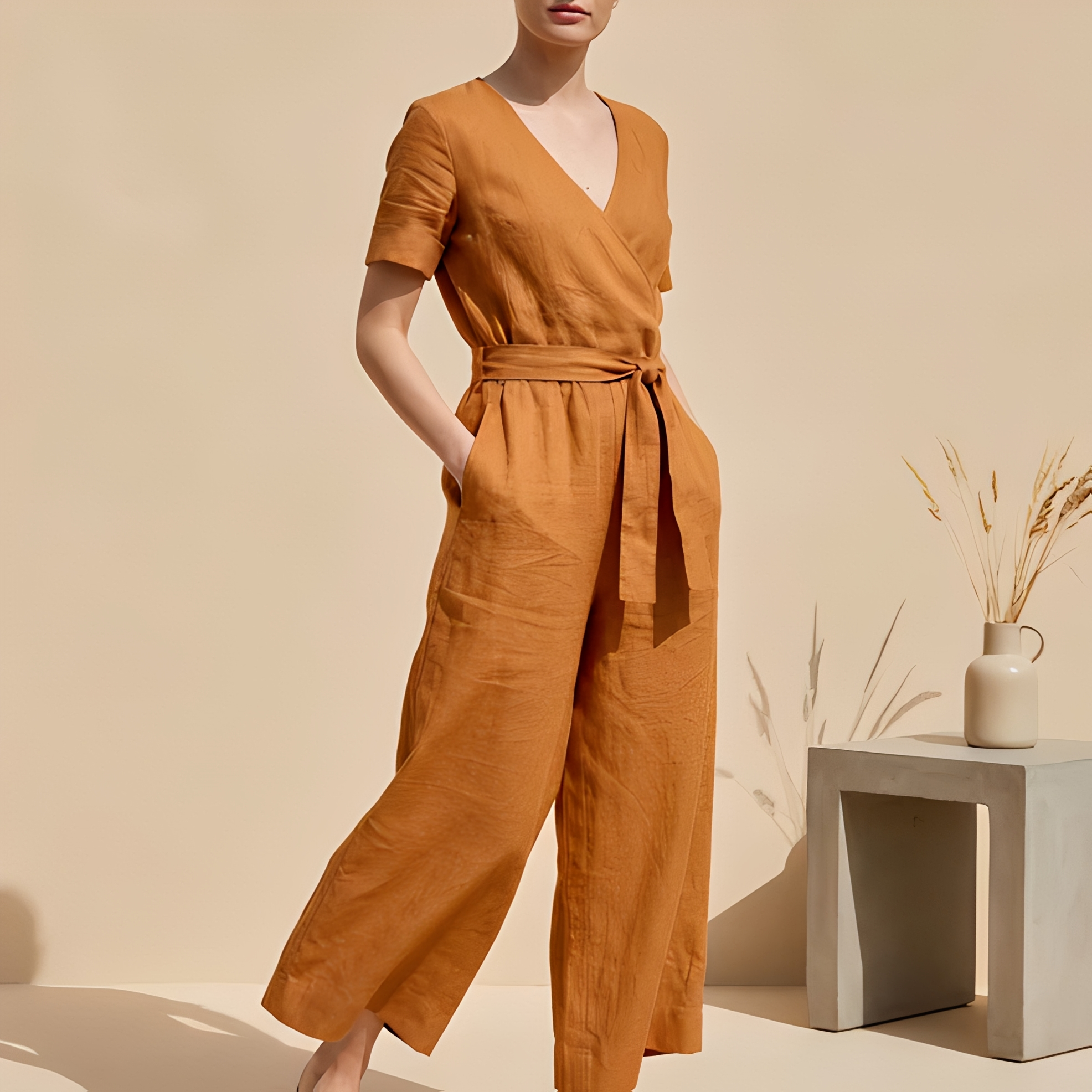 Charliya - Elegant jumpsuit to tie at the front for women