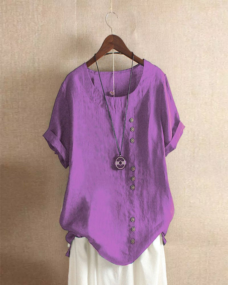 Julianny - Blouse with short sleeves and buttons front