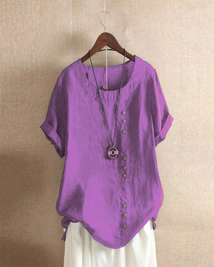 Julianny - Blouse with short sleeves and buttons front