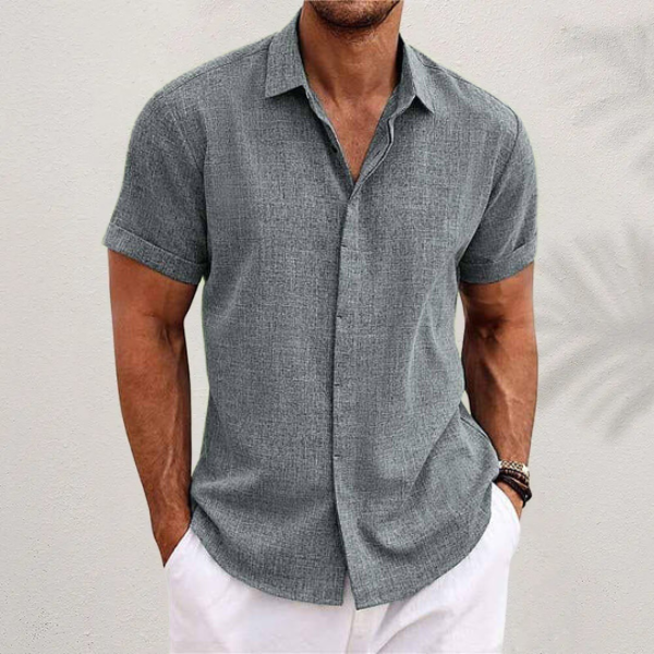Oberon - Men's Linen Shirt with Short Sleeves