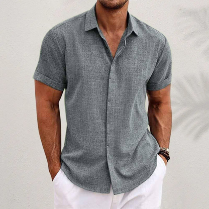Oberon - Men's Linen Shirt with Short Sleeves