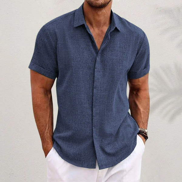 Oberon - Men's Linen Shirt with Short Sleeves