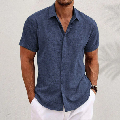 Oberon - Men's Linen Shirt with Short Sleeves