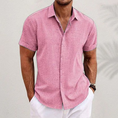 Oberon - Men's Linen Shirt with Short Sleeves