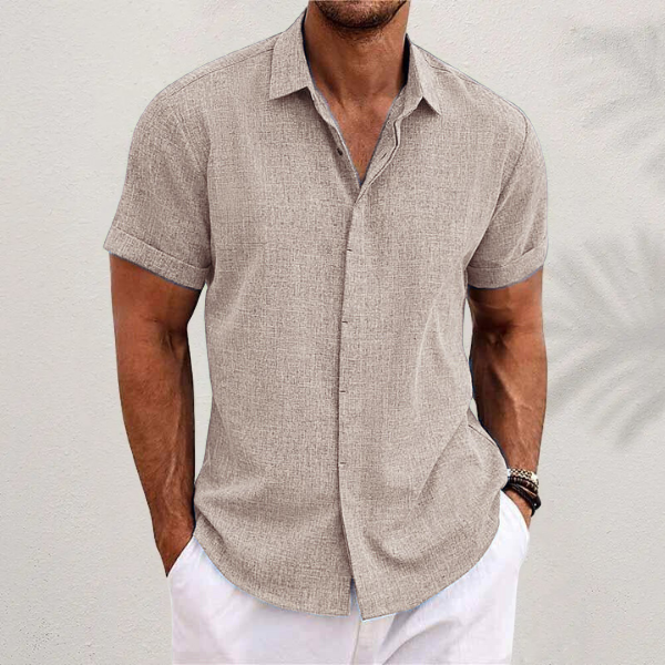 Oberon - Men's Linen Shirt with Short Sleeves