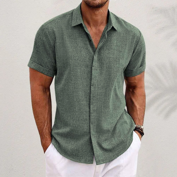 Oberon - Men's Linen Shirt with Short Sleeves