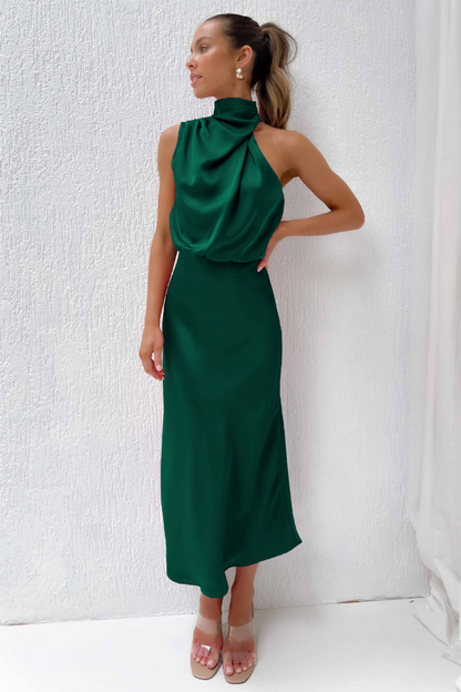 Elianna – Elegant midi dress with asymmetric neckline