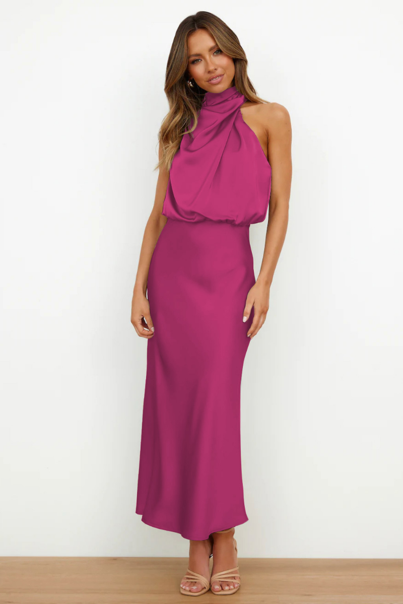 Elianna – Elegant midi dress with asymmetric neckline