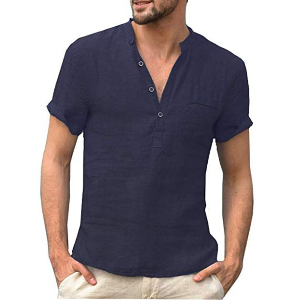 Korbin - Men's Short Sleeve Linen Shirt with a Loose Fit
