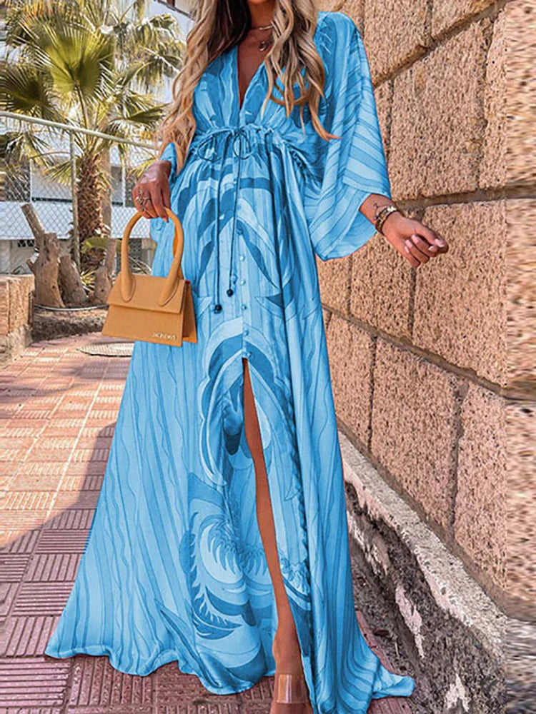 Romina – Flowing Maxi Dress with Waist Belt