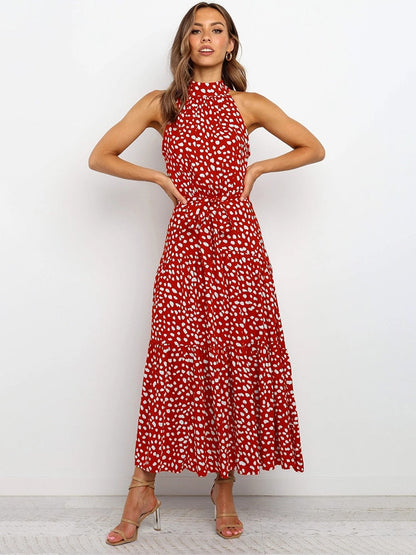 Naomi – Polka Dot Midi Dress with Waist Belt