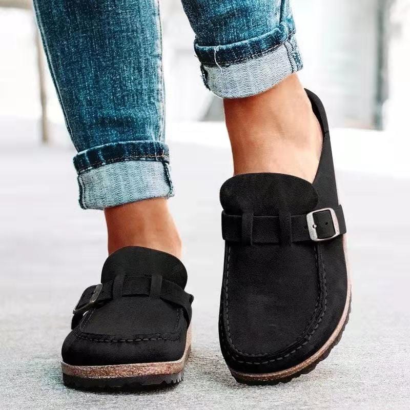 Leah – Leather Loafers with Buckle Detail