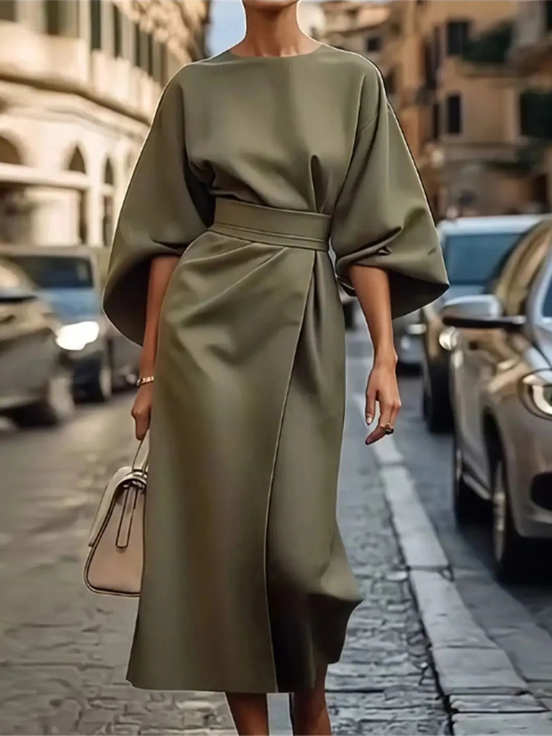 Lotte – Α-Γραμμή Midi Φόρεμα με Ζώνη