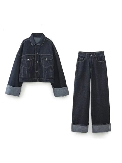 Clara – Σύνολο Denim με Σακάκι Trucker & Jeans Υψηλή Μέση