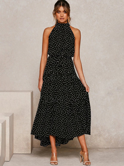 Naomi – Polka Dot Midi Dress with Waist Belt