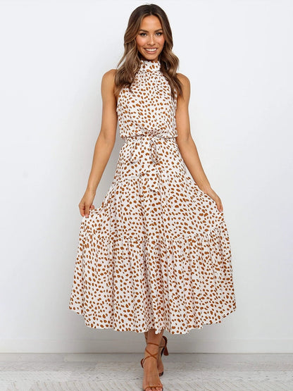 Naomi – Polka Dot Midi Dress with Waist Belt
