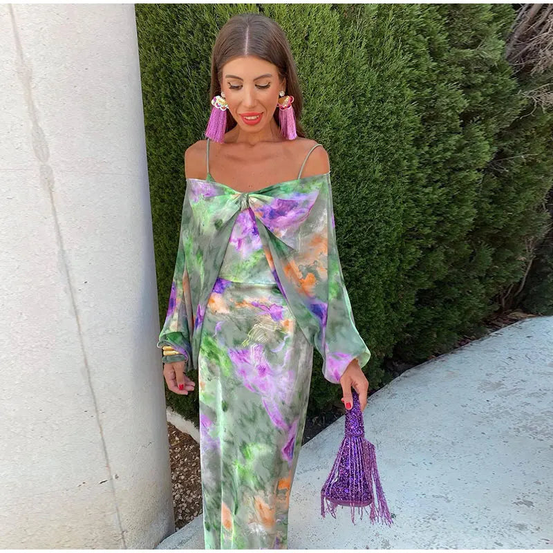 Alina – Stunning long dress with Halo print for women