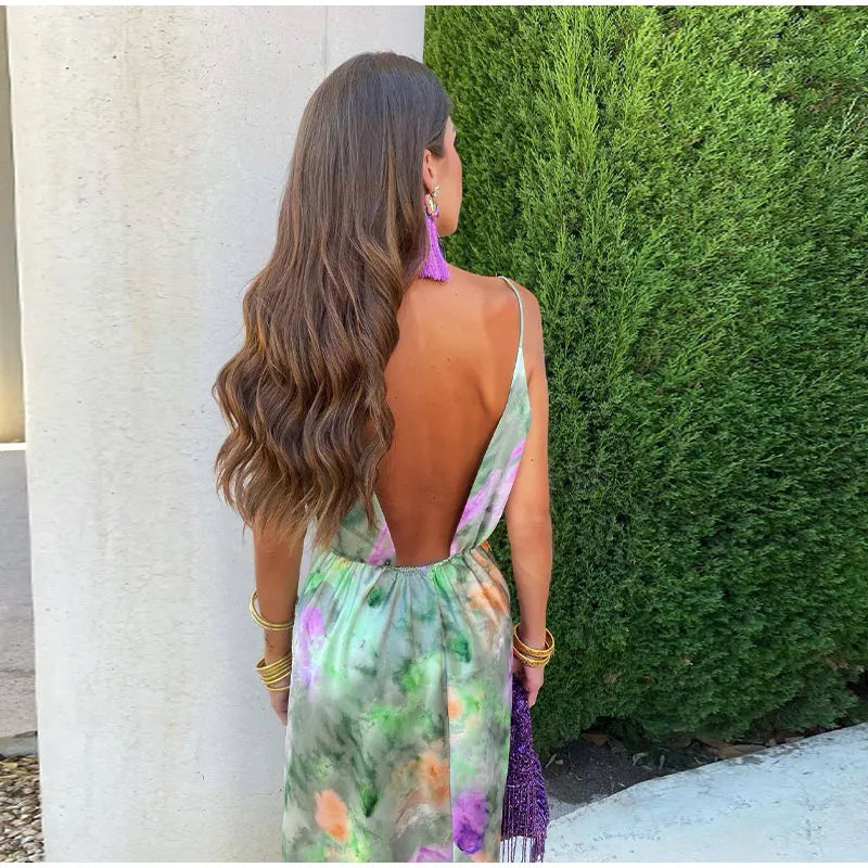 Alina – Stunning long dress with Halo print for women