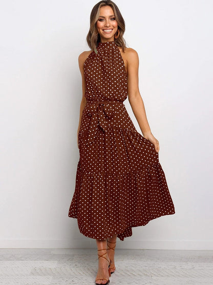 Naomi – Polka Dot Midi Dress with Waist Belt
