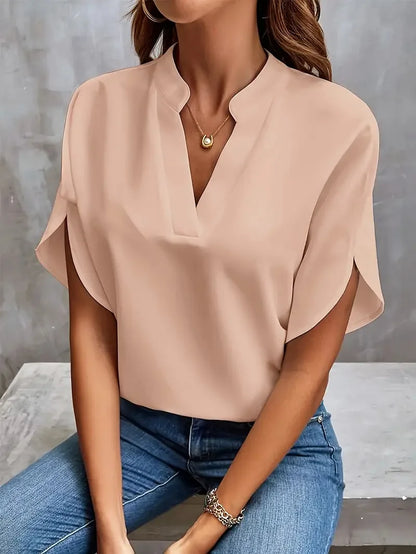 Isalie – Elegant blouse with V-neck, with fluid fabric