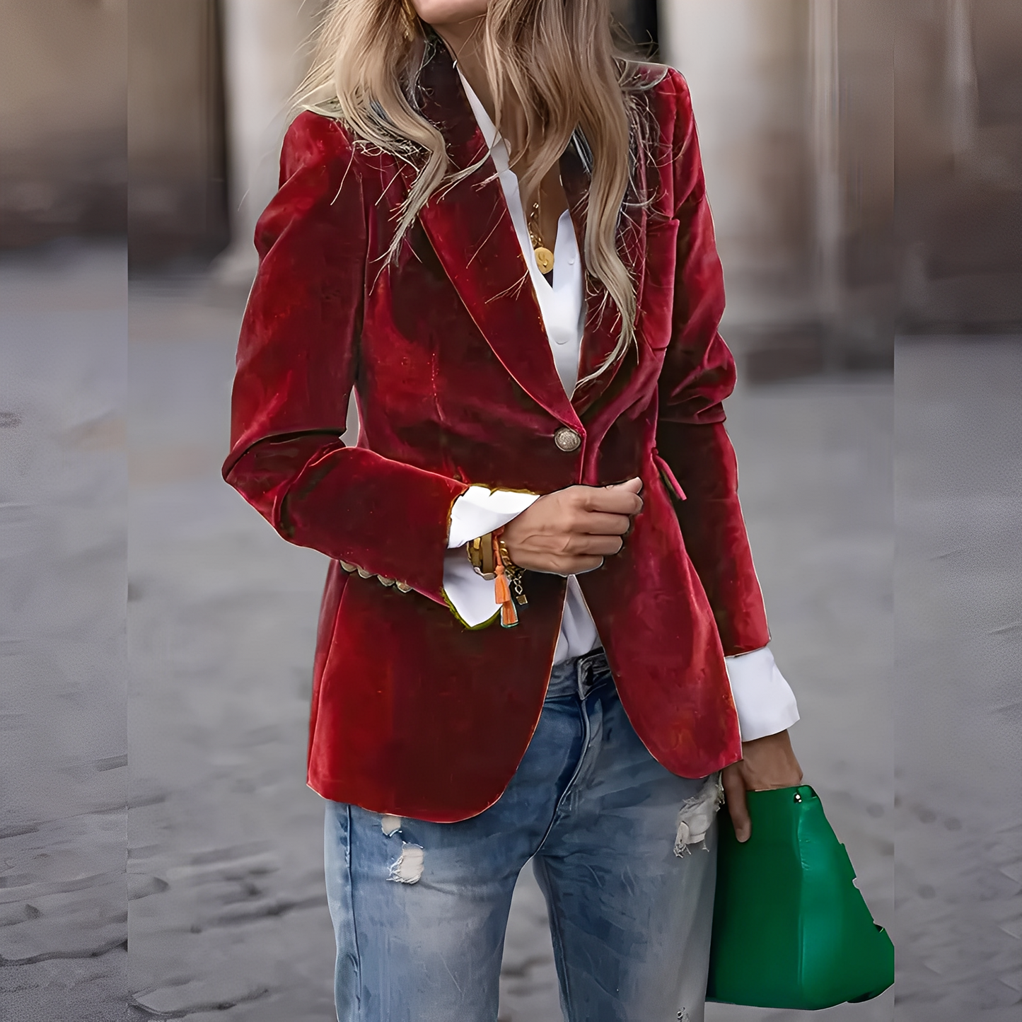 Alise - Κομψό, στενό κομμένο βελούδινο σακάκι για γυναίκες