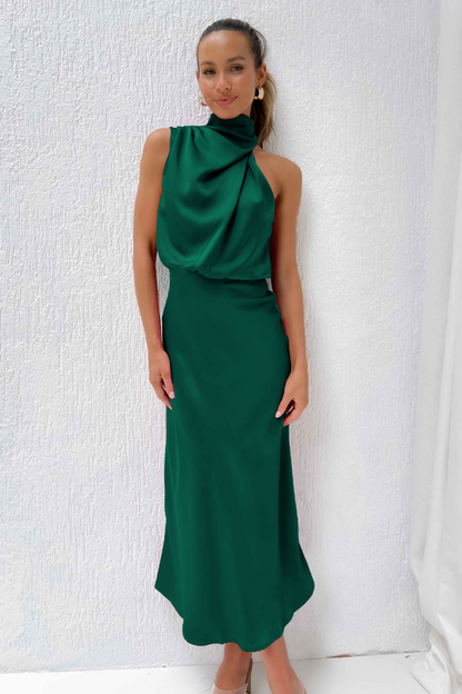 Elianna – Elegant midi dress with asymmetric neckline