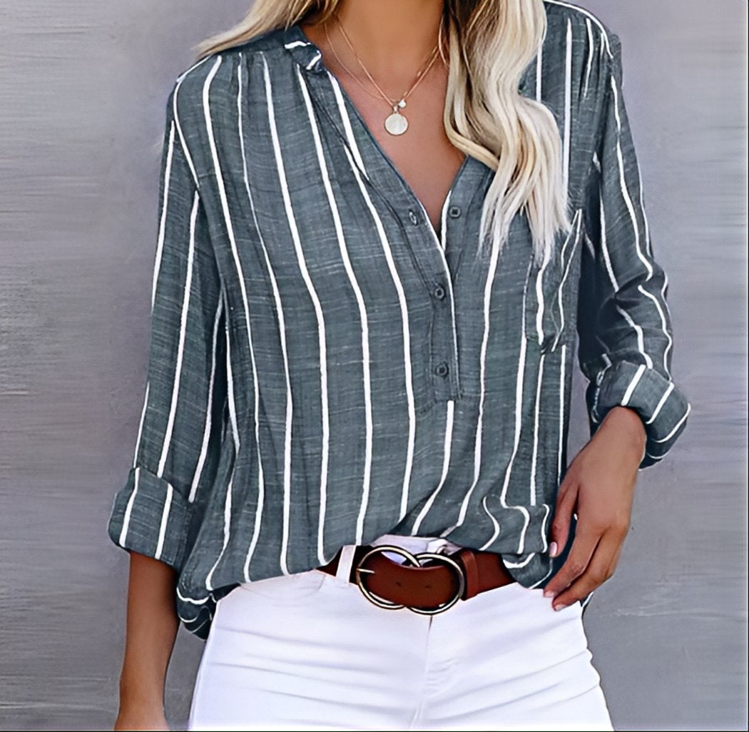 Ashley - Loose fit striped shirt with buttons