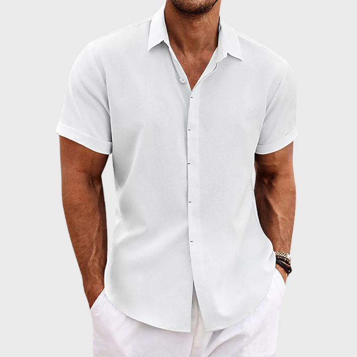 Oberon - Men's Linen Shirt with Short Sleeves