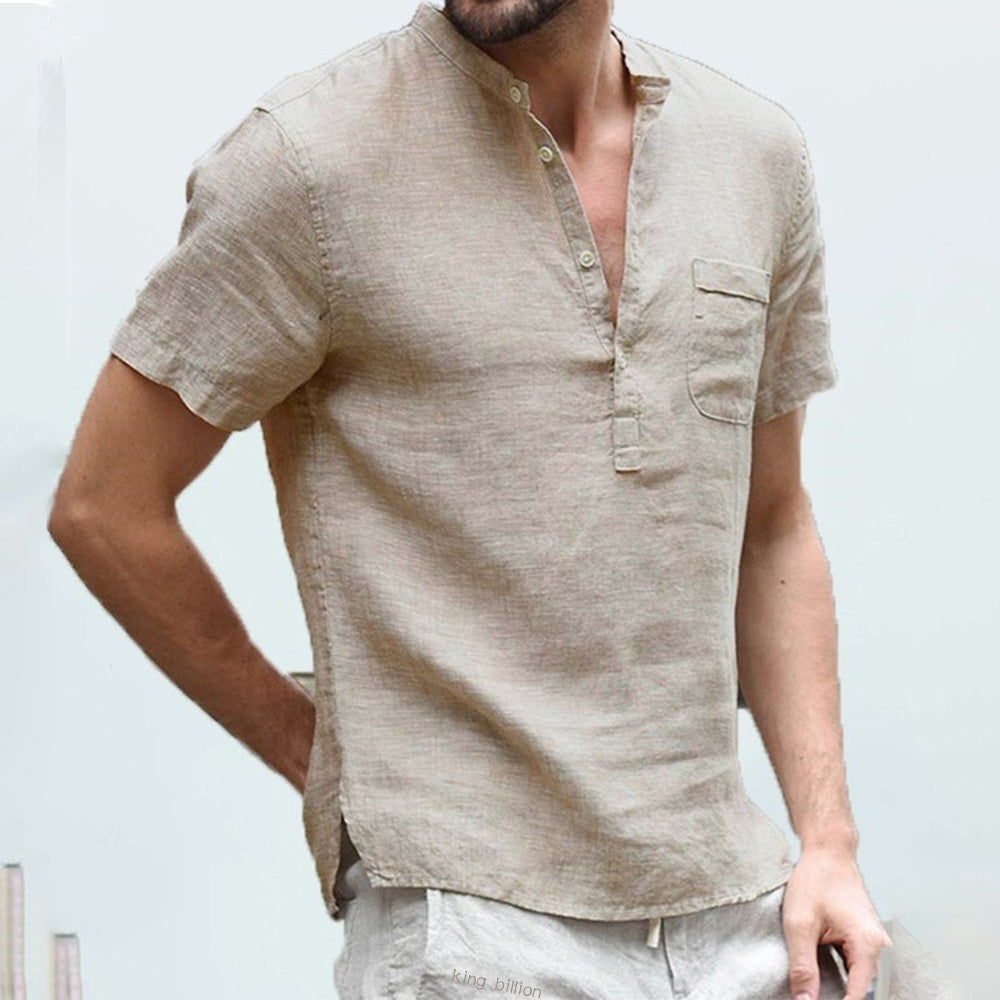 Korbin - Men's Short Sleeve Linen Shirt with a Loose Fit