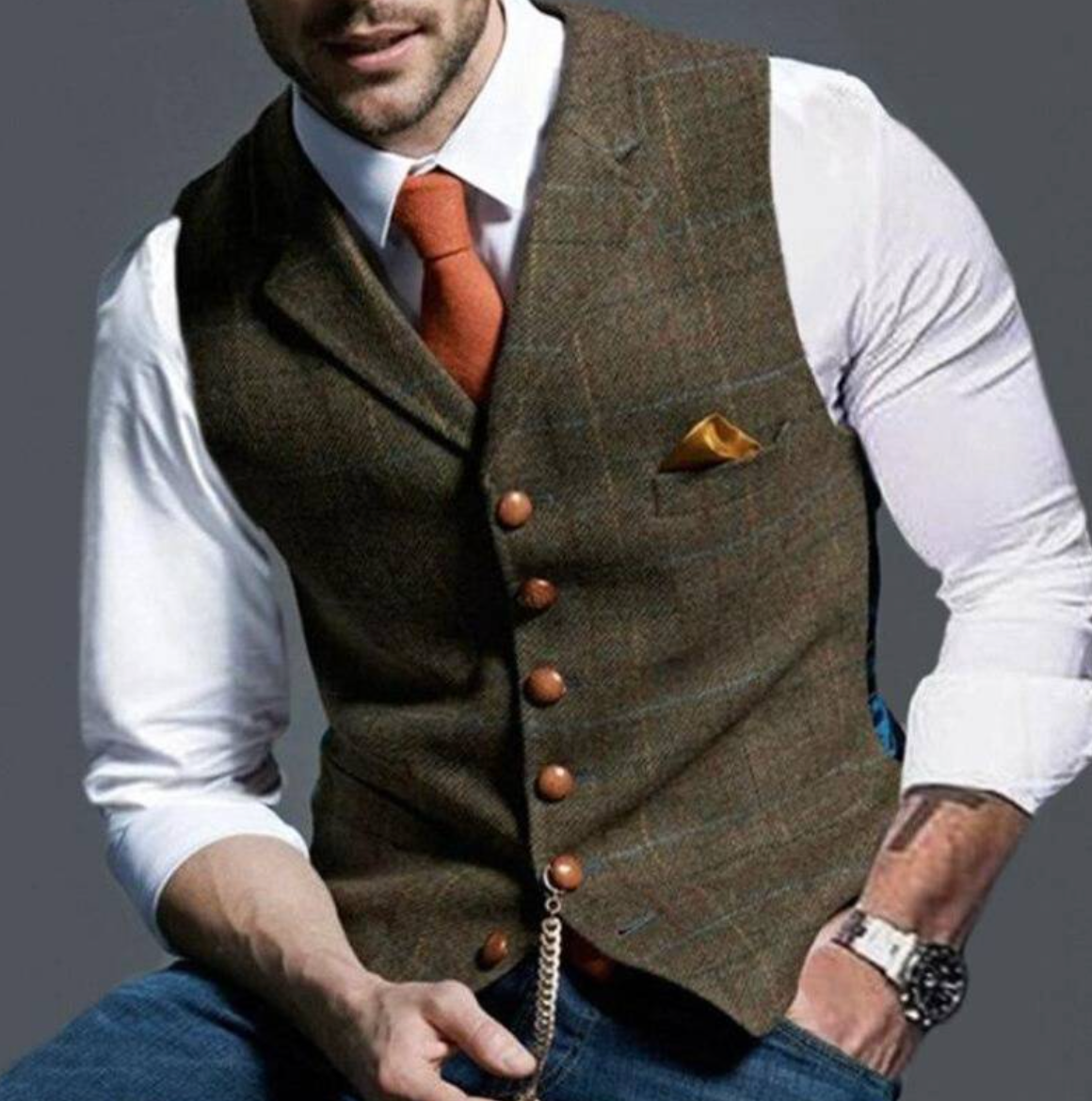 Jericho - Men's Waistcoat with Check Pattern