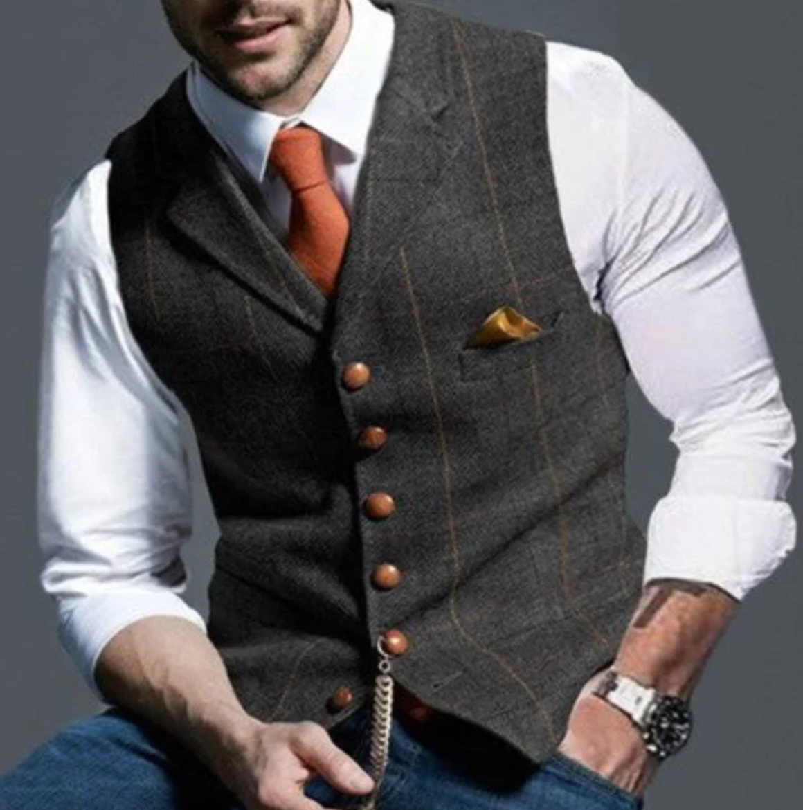 Jericho - Men's Waistcoat with Check Pattern