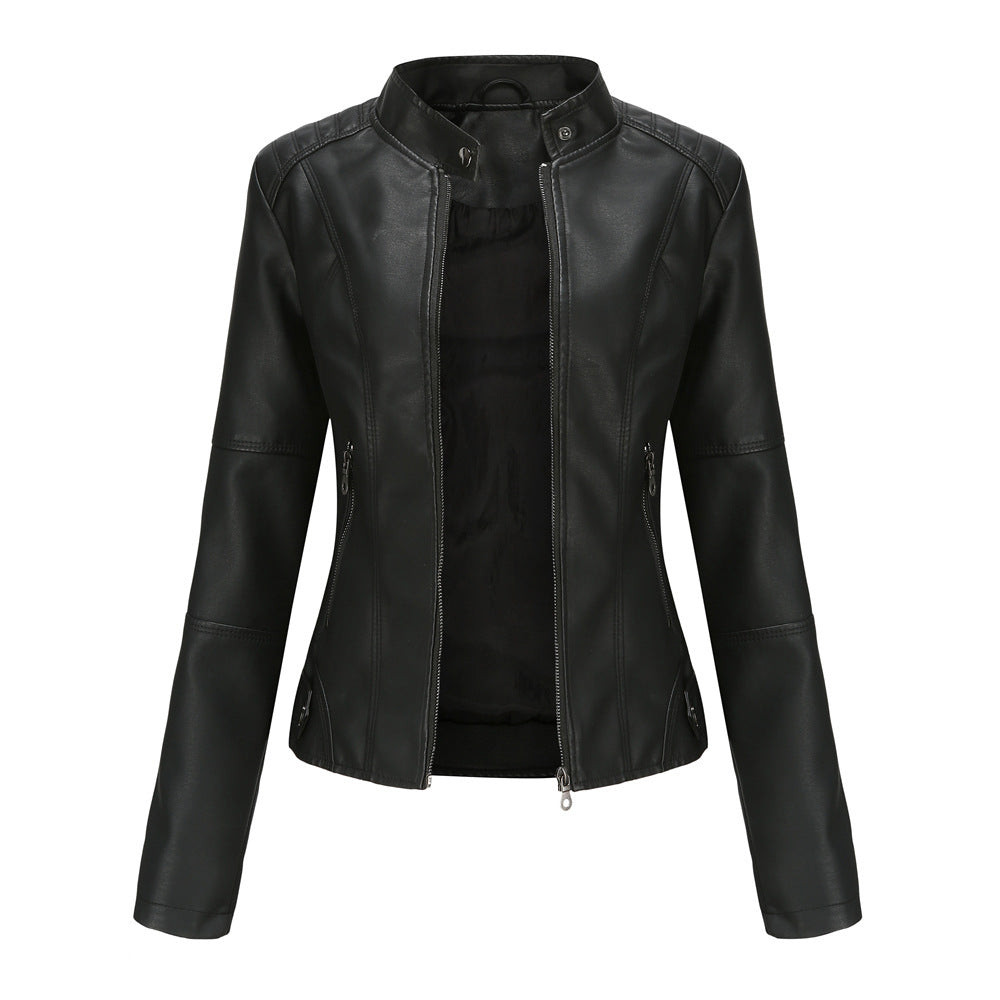 Claudia – Biker leather jackets with high collar