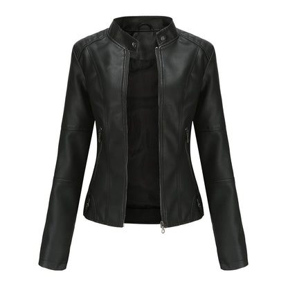 Claudia – Biker leather jackets with high collar