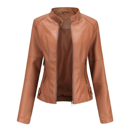 Claudia – Biker leather jackets with high collar