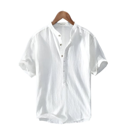 Nico - Casual Short Sleeve Shirt in Linen-Cotton