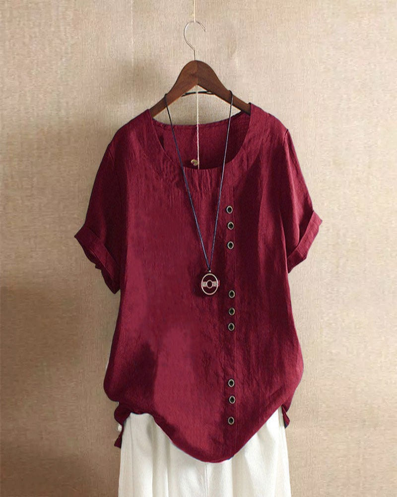 Julianny - Blouse with short sleeves and buttons front