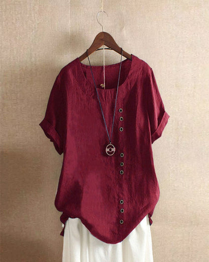 Julianny - Blouse with short sleeves and buttons front