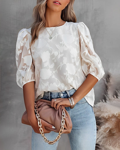 Dorothea - Chiffon Blouse with Puffed Sleeves