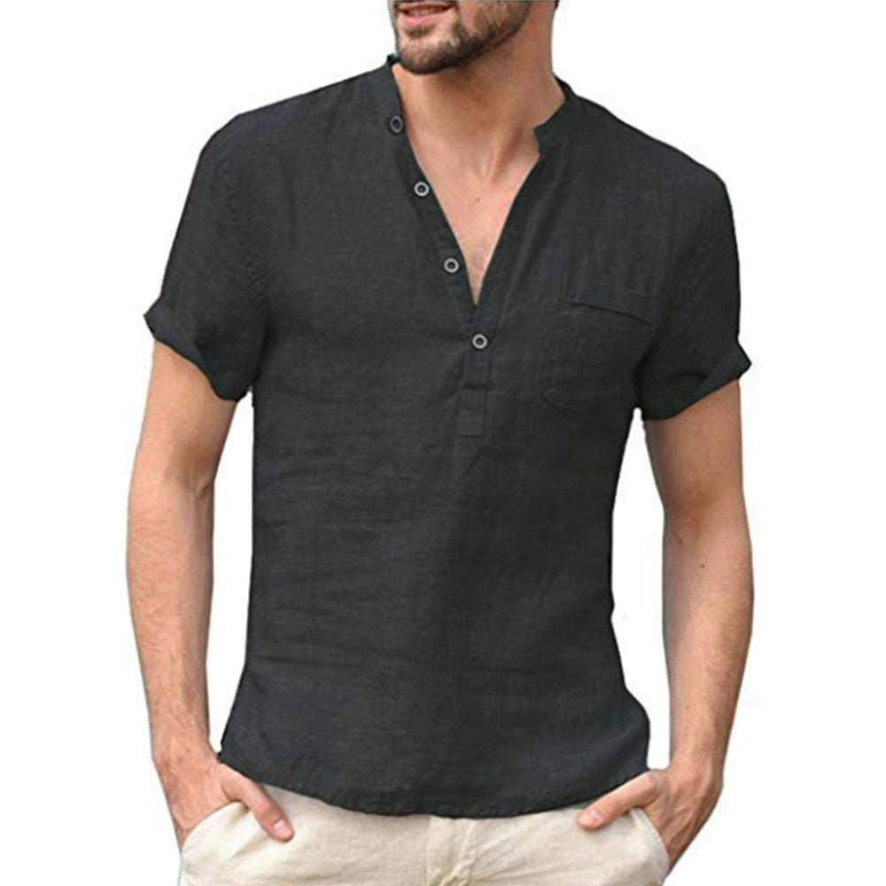Korbin - Men's Short Sleeve Linen Shirt with a Loose Fit