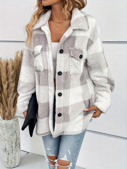 Julie - Warm fleece jacket with plaid for women
