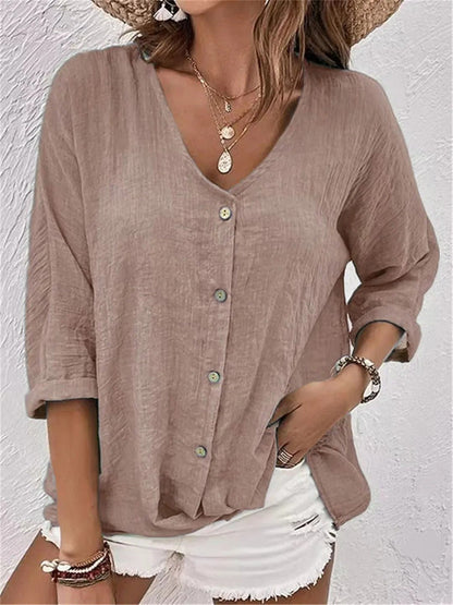 Fayo - Easy blouse with V-neck and buttons
