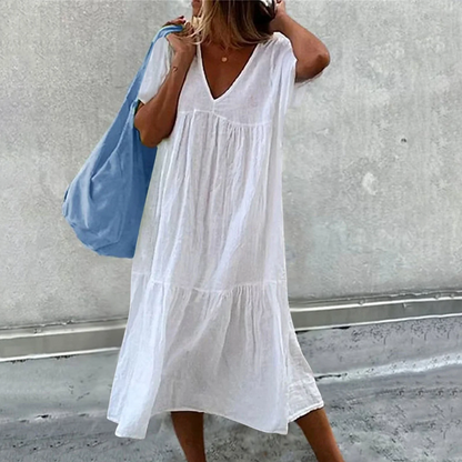 Deanna - Loose Dress with V-Neck, Versatile and Comfortable