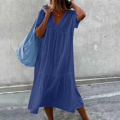 Deanna - Loose Dress with V-Neck, Versatile and Comfortable