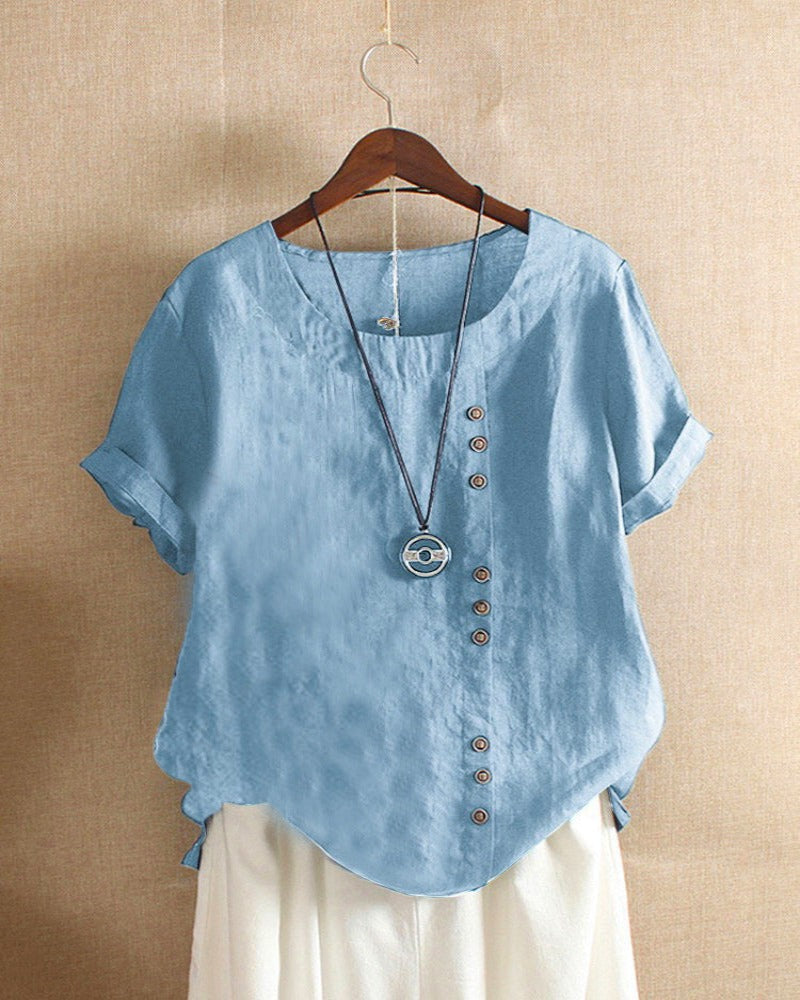 Julianny - Blouse with short sleeves and buttons front