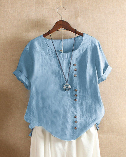 Julianny - Blouse with short sleeves and buttons front