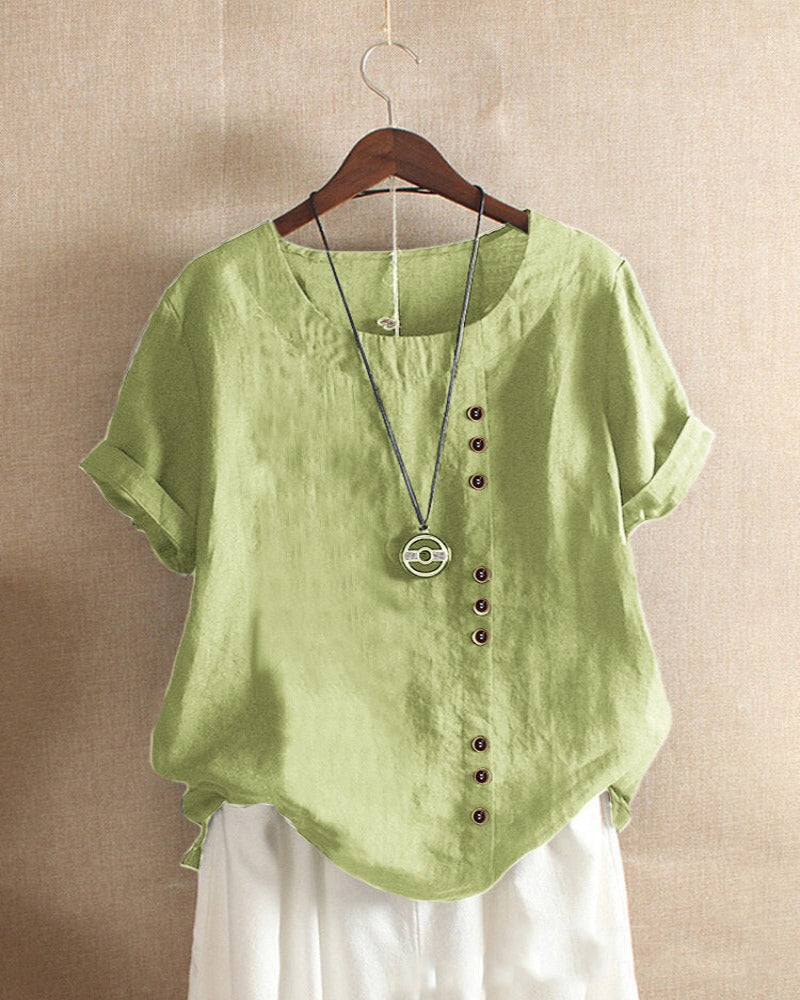 Julianny - Blouse with short sleeves and buttons front