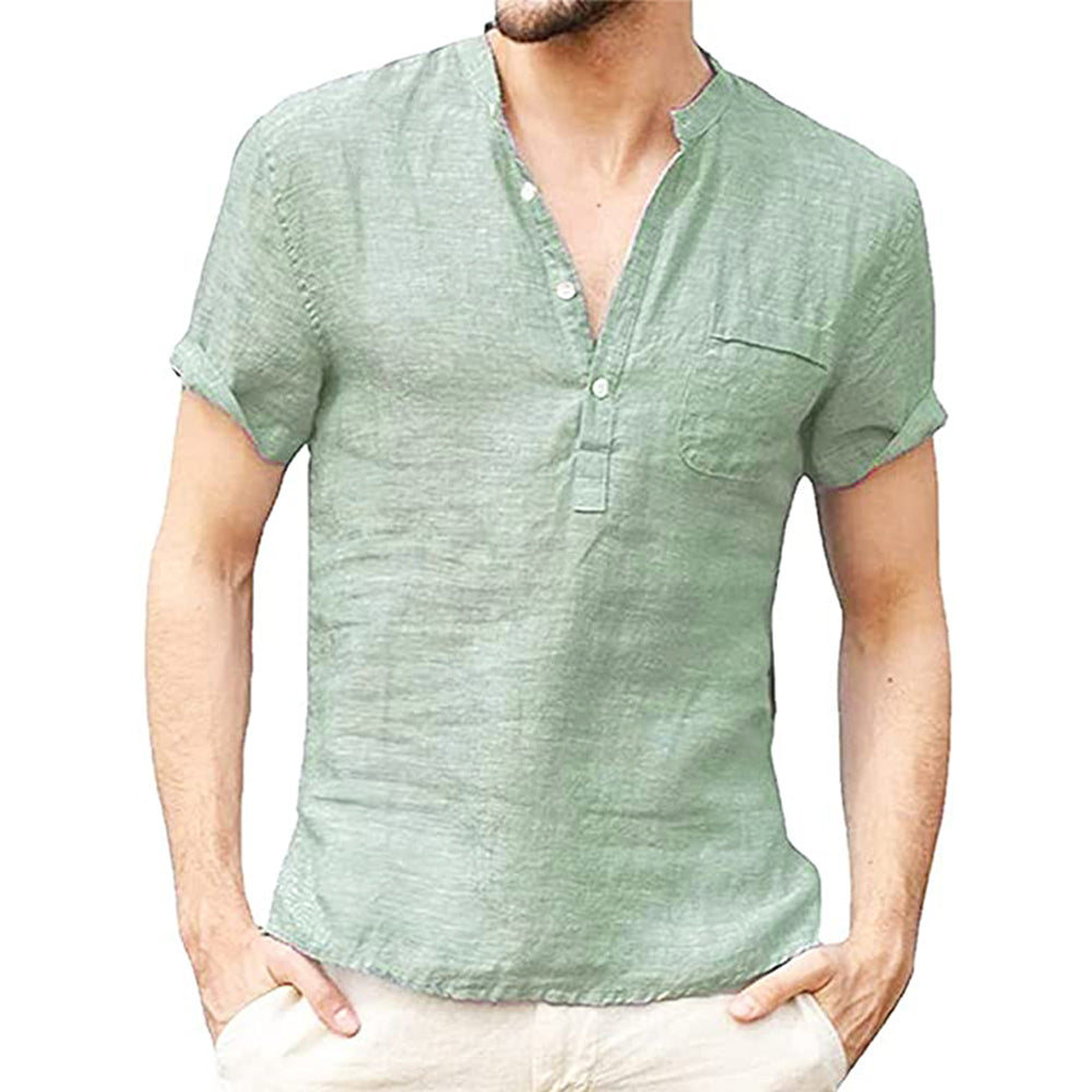 Korbin - Men's Short Sleeve Linen Shirt with a Loose Fit