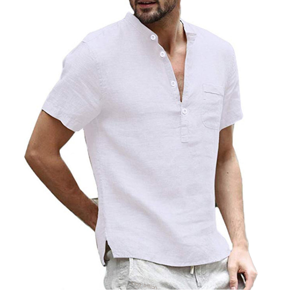 Korbin - Men's Short Sleeve Linen Shirt with a Loose Fit